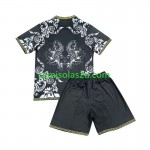 Camisolas de futebol Real Madrid Versace Edition Criança Equipamento Principal Preto 2024/25 Manga Curta